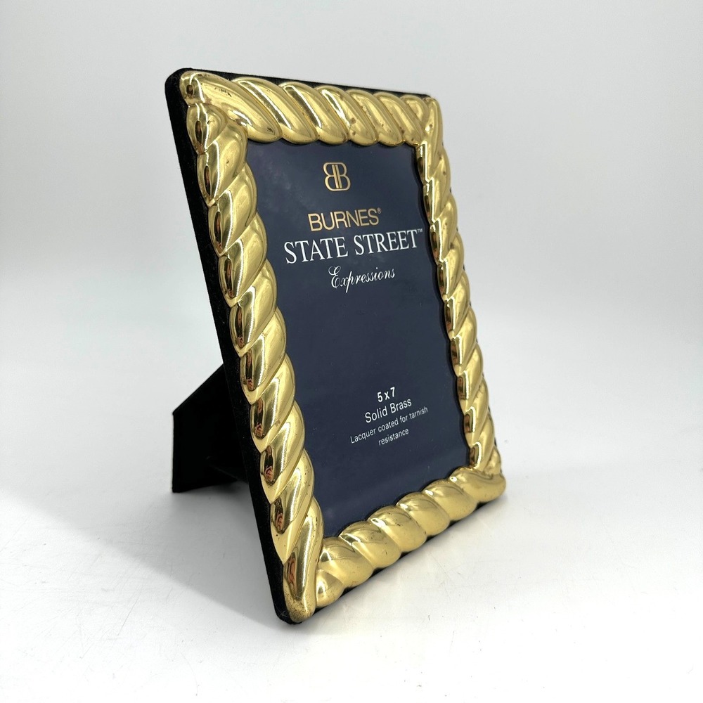 Burnes‎ of Boston 5x7 Solid Brass Gold Rope Picture Frame Tabletop & Wall